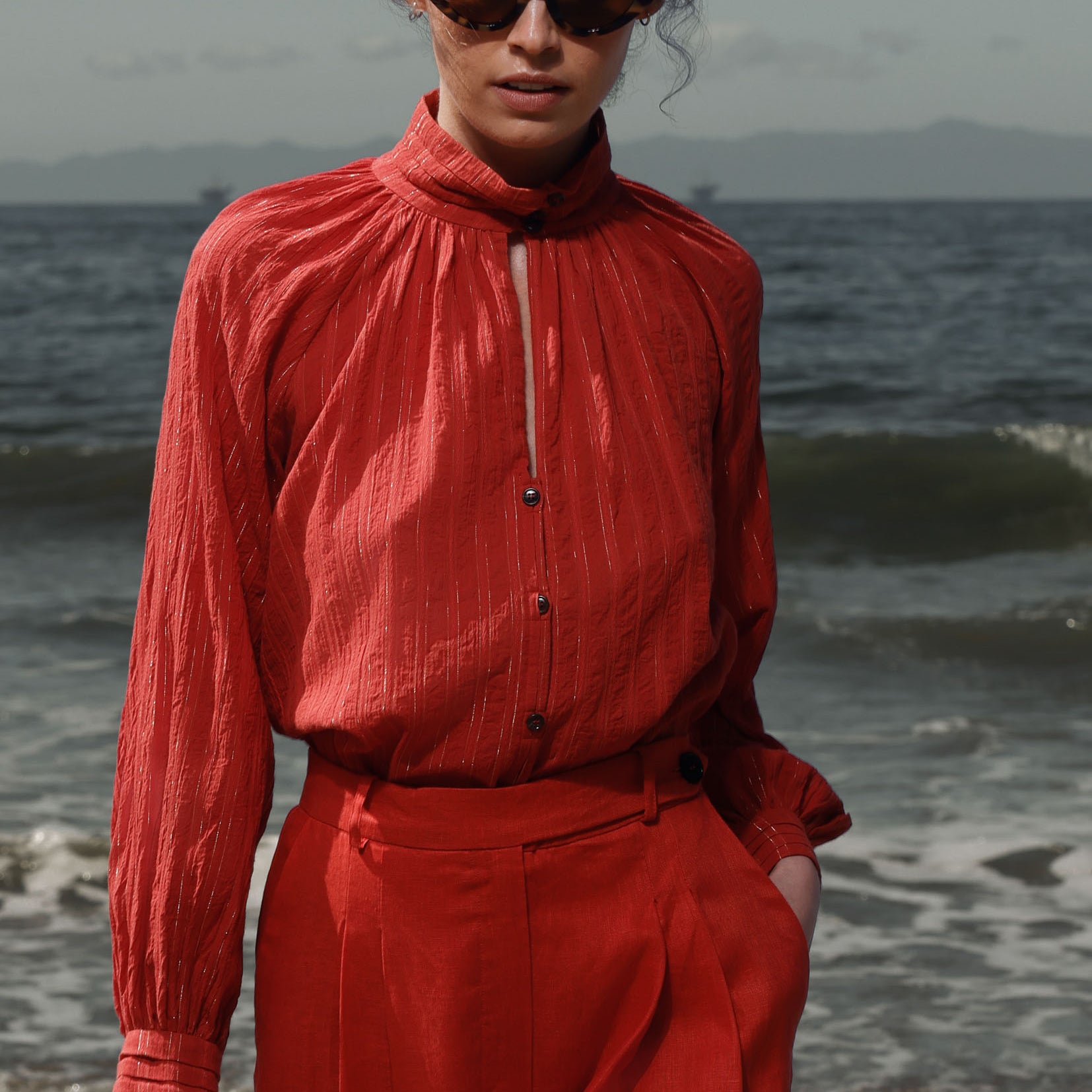 Stallion Top - Cotton Lurex Gauze - Heidi Merrick