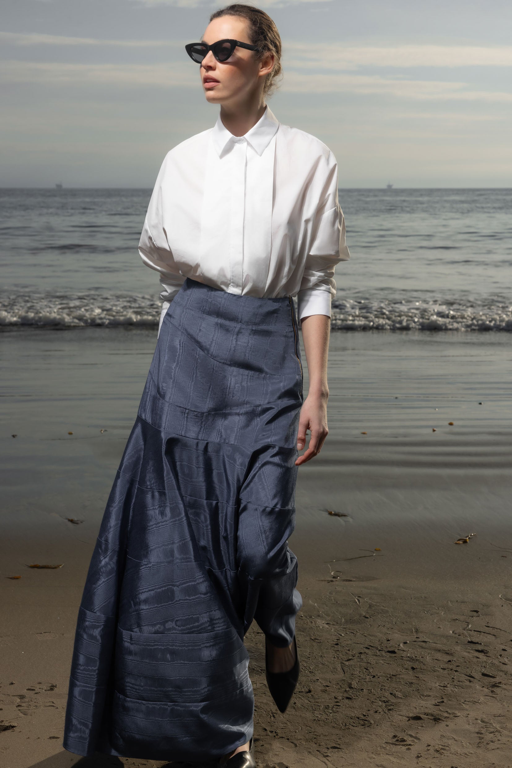 Gale Skirt - Blue Moire - Heidi Merrick