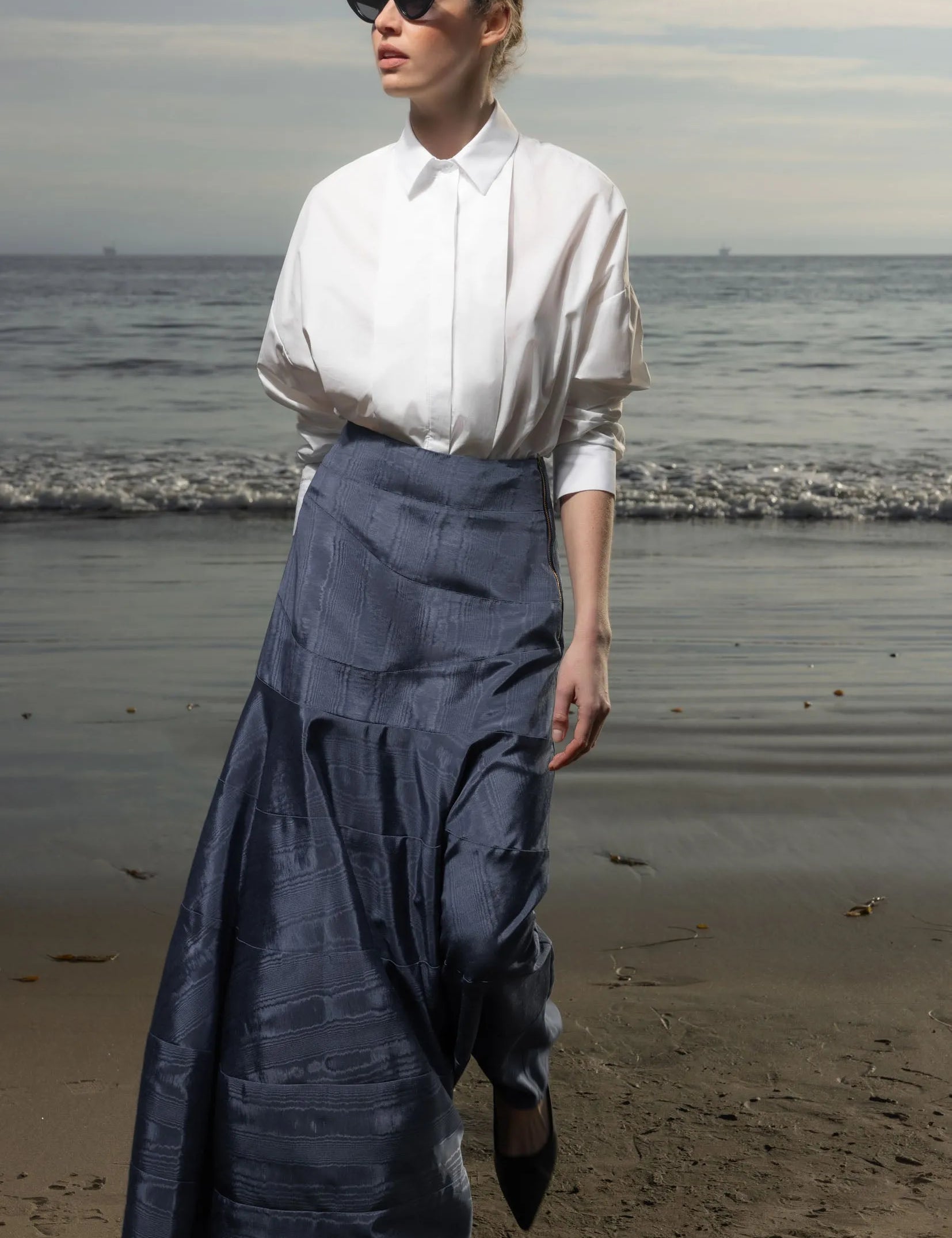 Gale Skirt - Blue Moire - Heidi Merrick