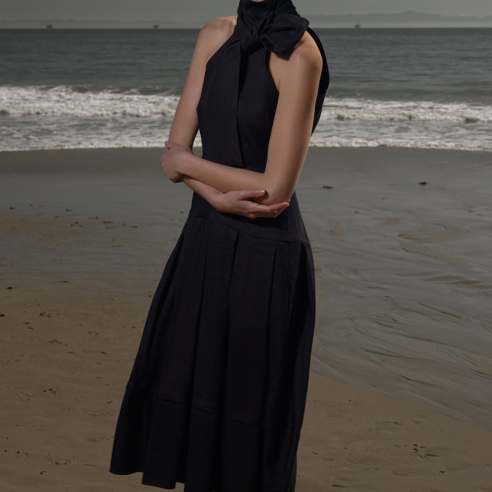 Ginger Dress - Noir Silk & Hemp - Heidi Merrick