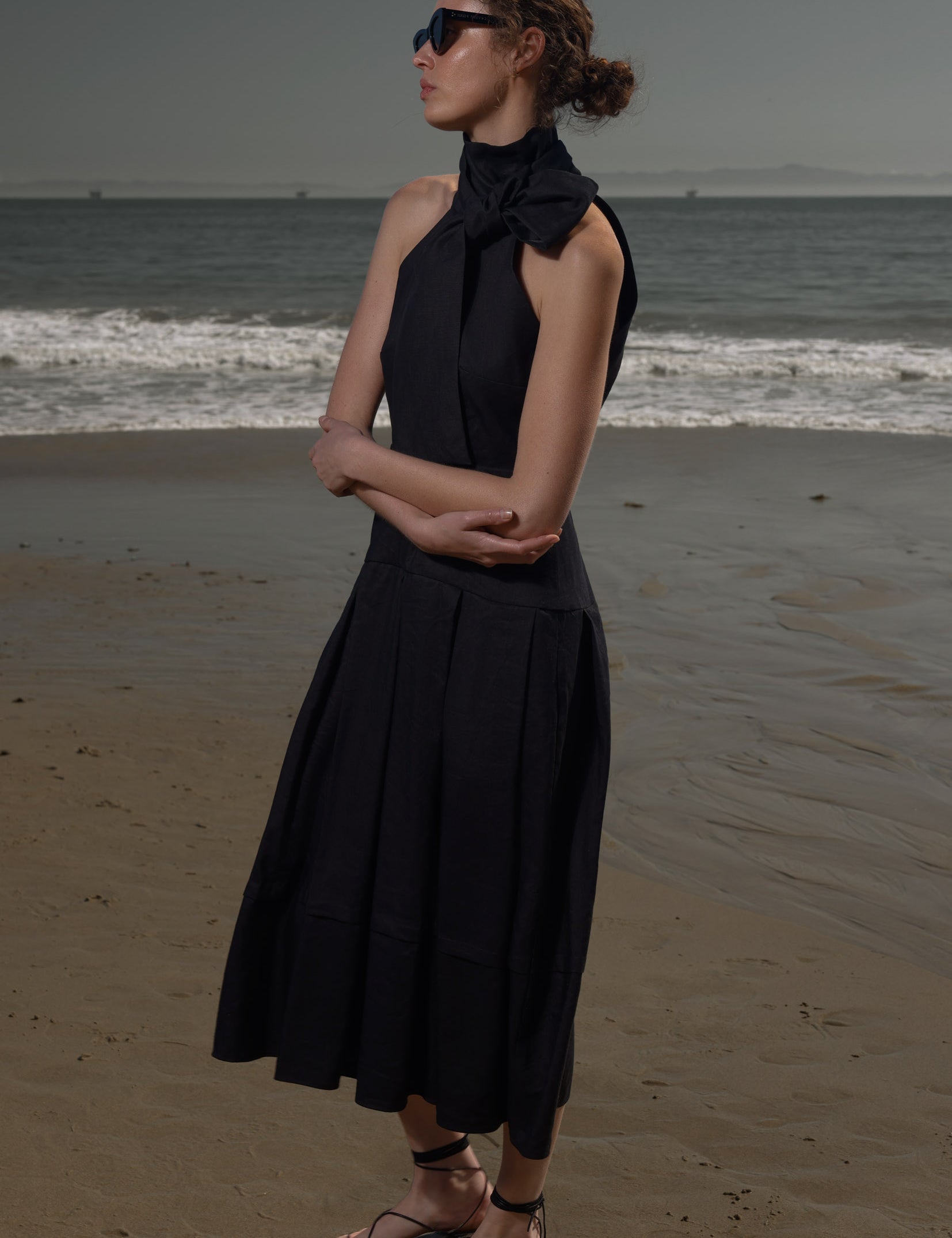 Ginger Dress - Noir Silk & Hemp - Heidi Merrick