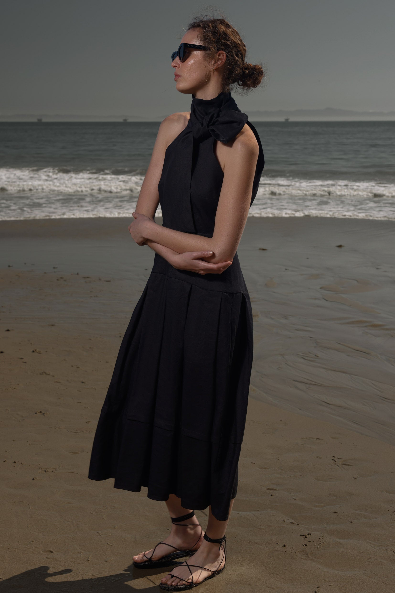 Ginger Dress - Noir Silk & Hemp - Heidi Merrick