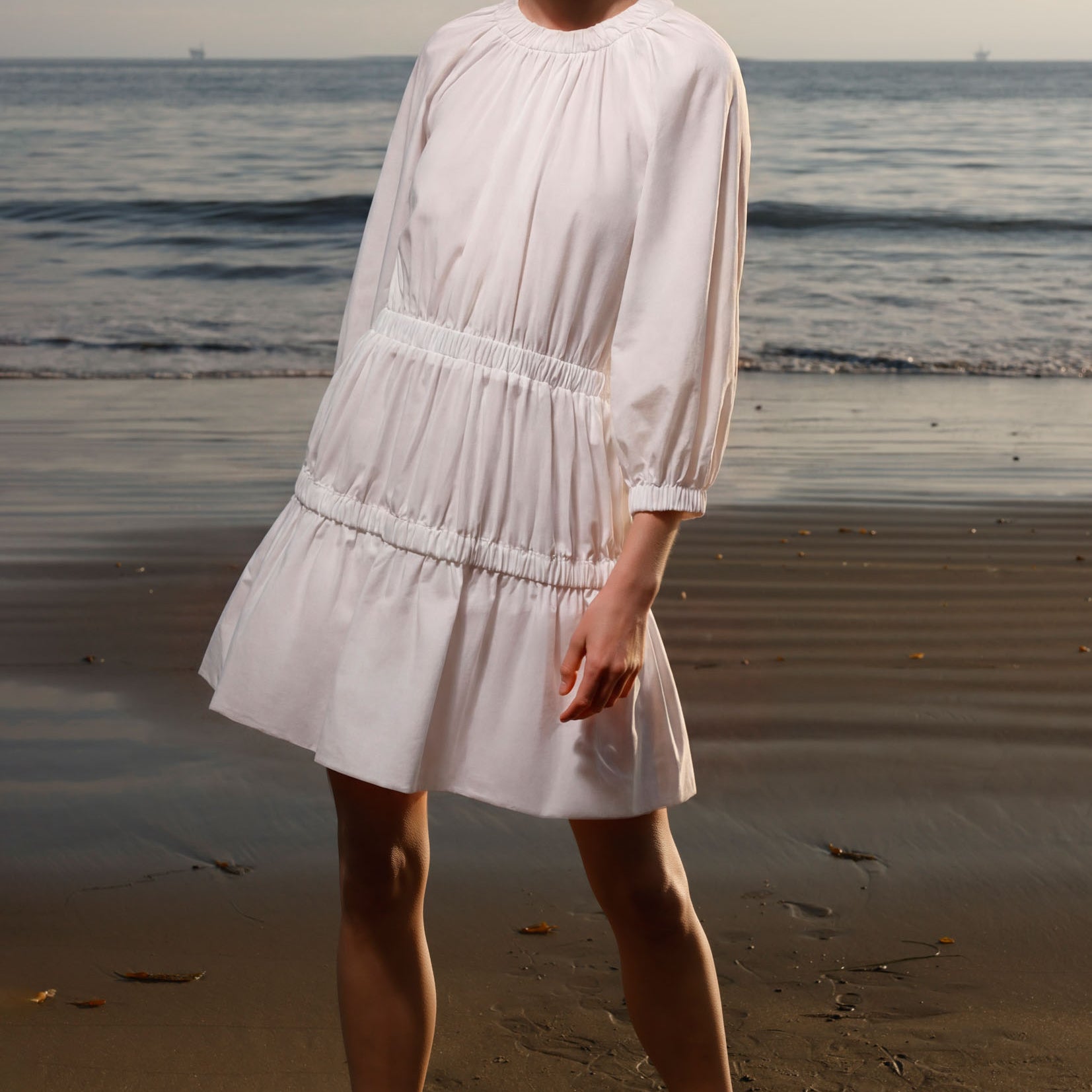 Brooke Dress - White Shirting - Heidi Merrick
