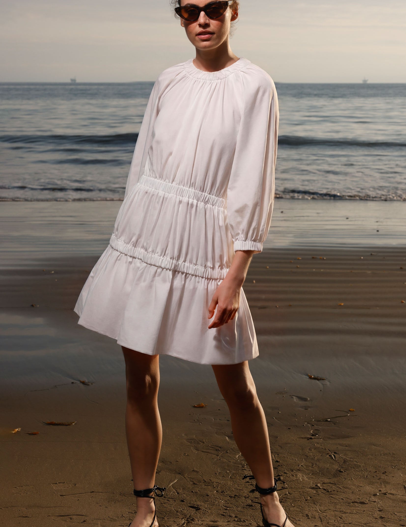 Brooke Dress - White Shirting - Heidi Merrick