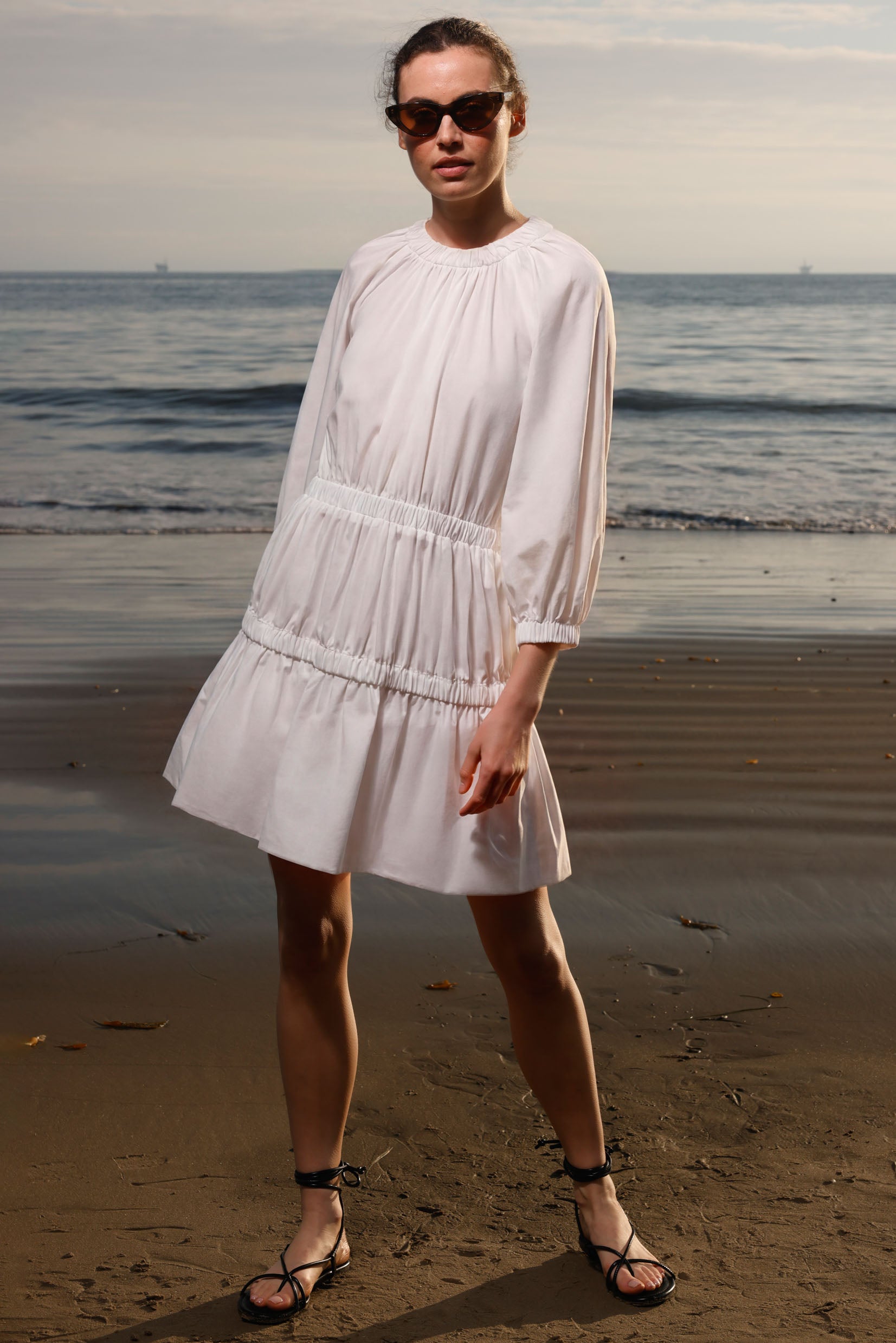 Brooke Dress - White Shirting - Heidi Merrick