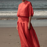 Marbella Skirt - Vermilion Tissue Linen - Heidi Merrick