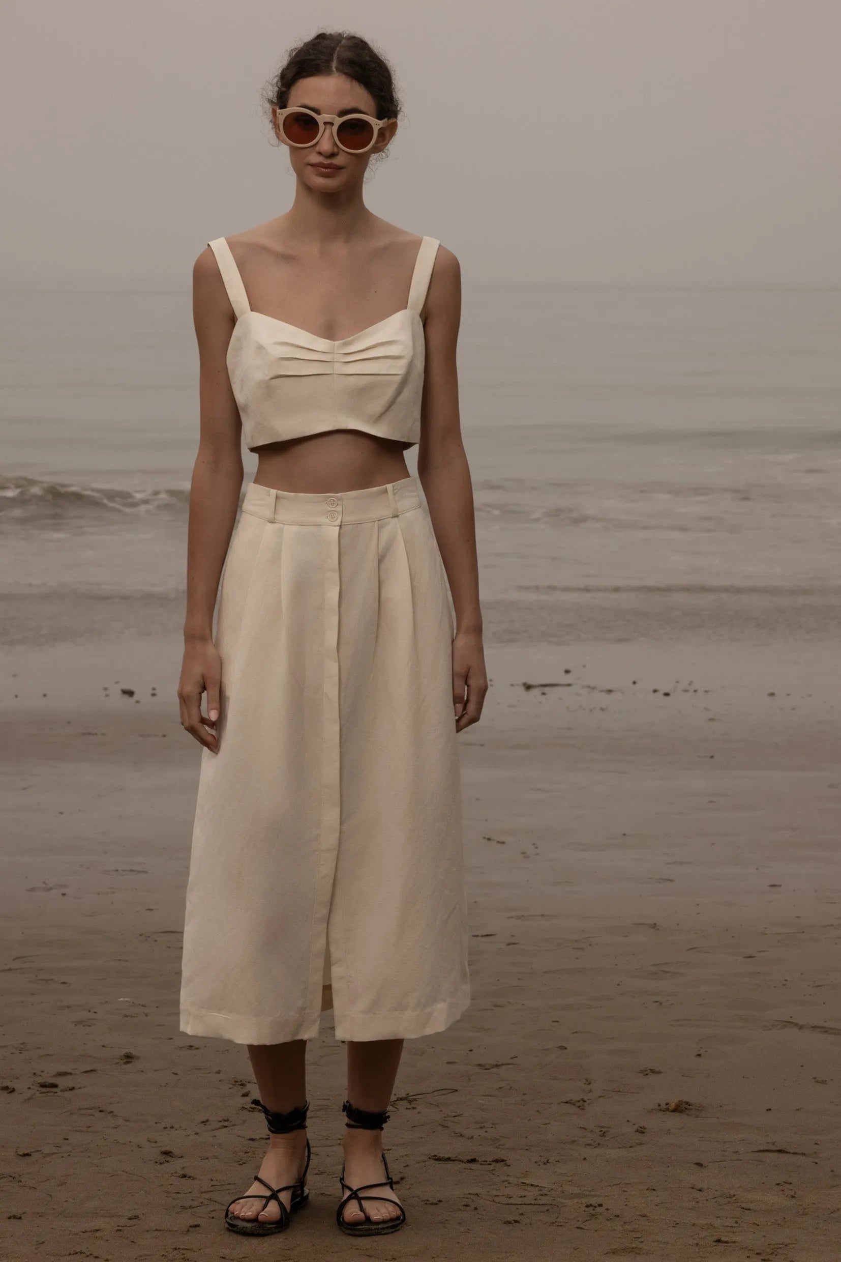 Camille Skirt - Ivory Silk & Hemp - Heidi Merrick
