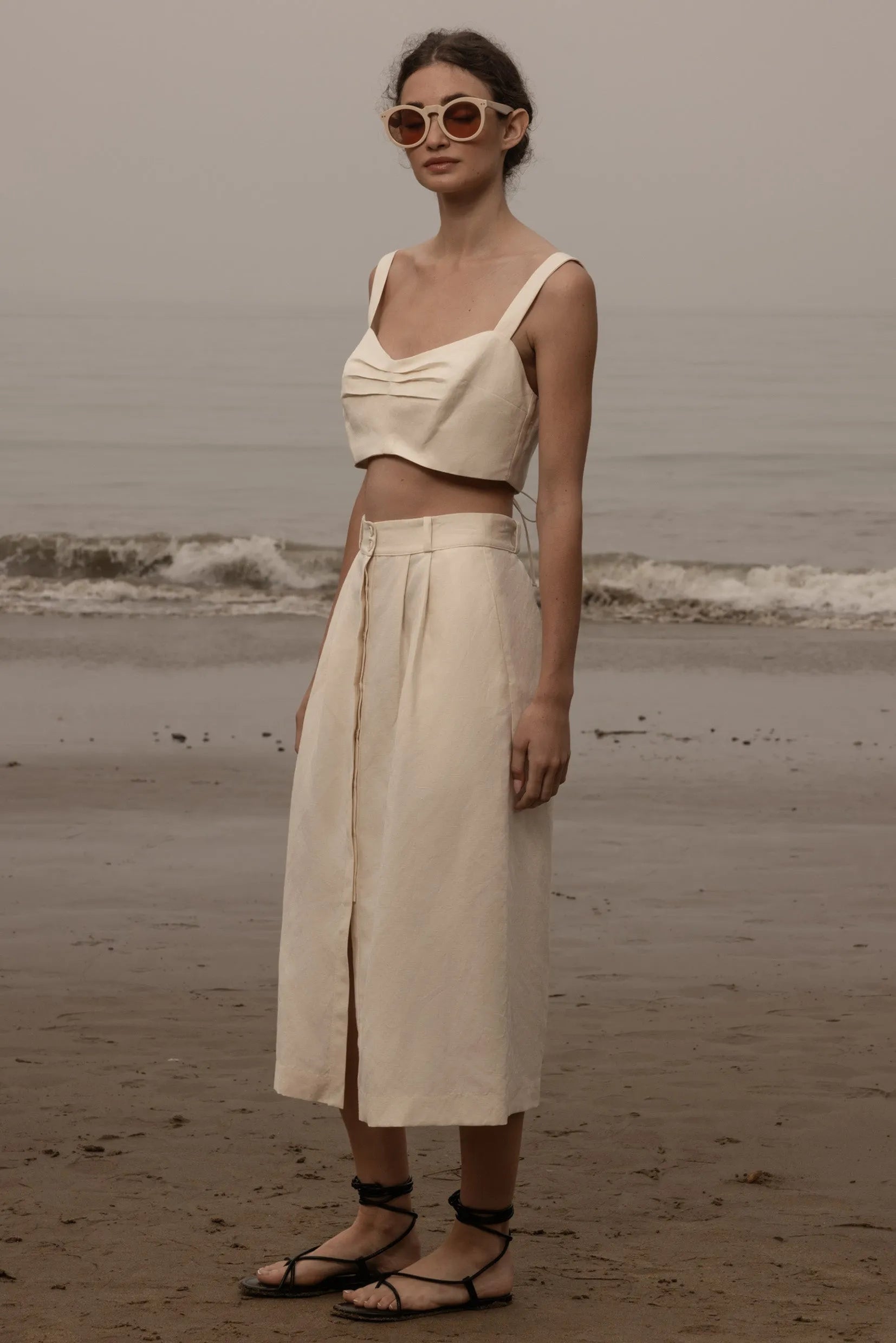 Camille Skirt - Ivory Silk & Hemp - Heidi Merrick