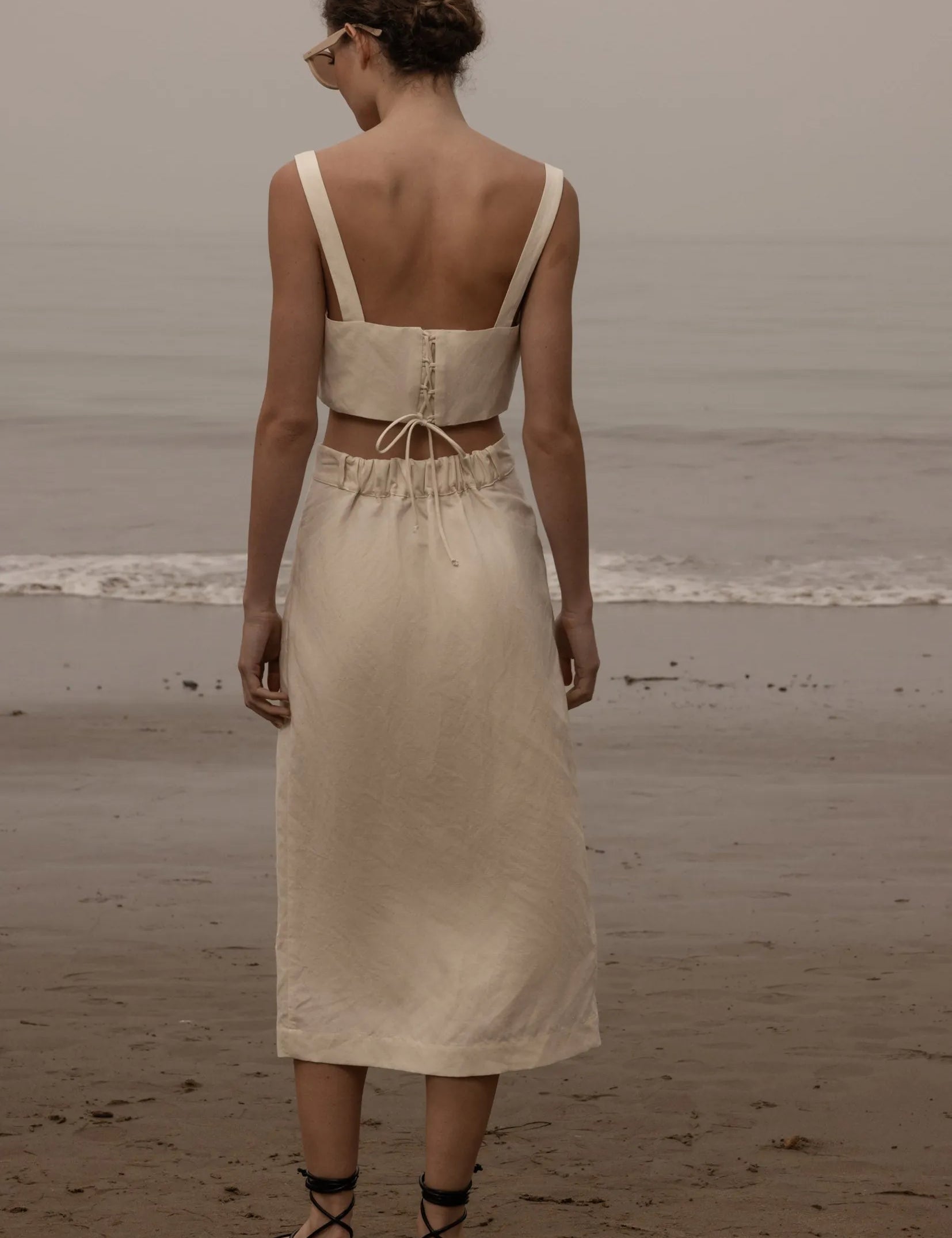 Camille Skirt - Ivory Silk & Hemp - Heidi Merrick