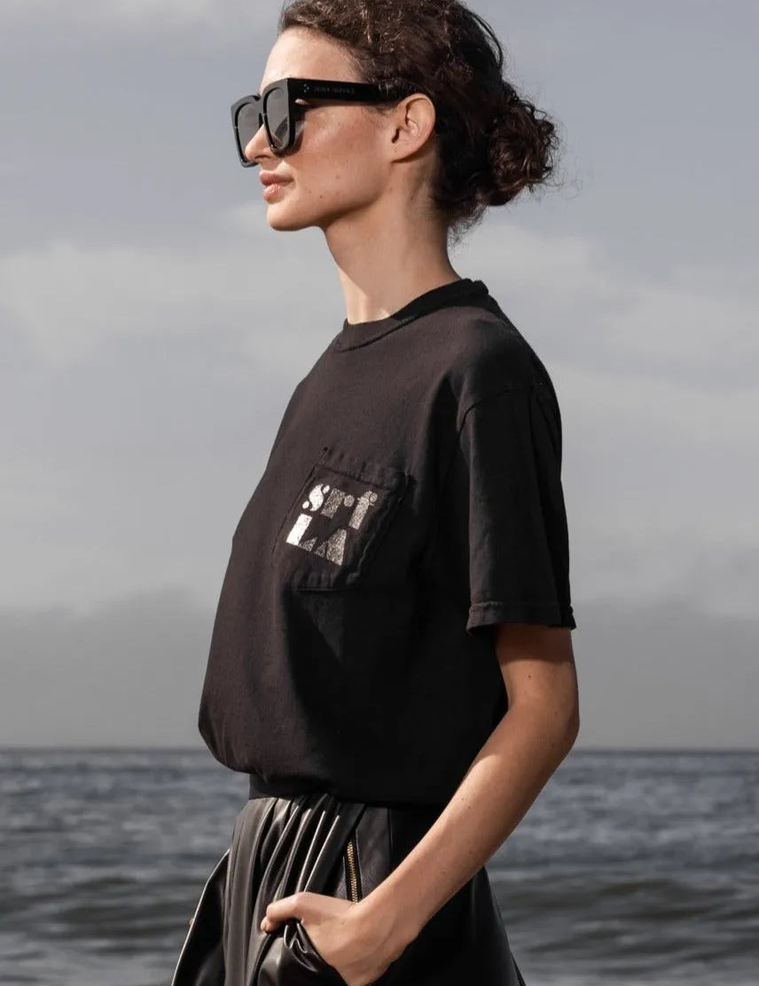 70'S SRF LA TEE - BLACK ON BLACK - Heidi Merrick