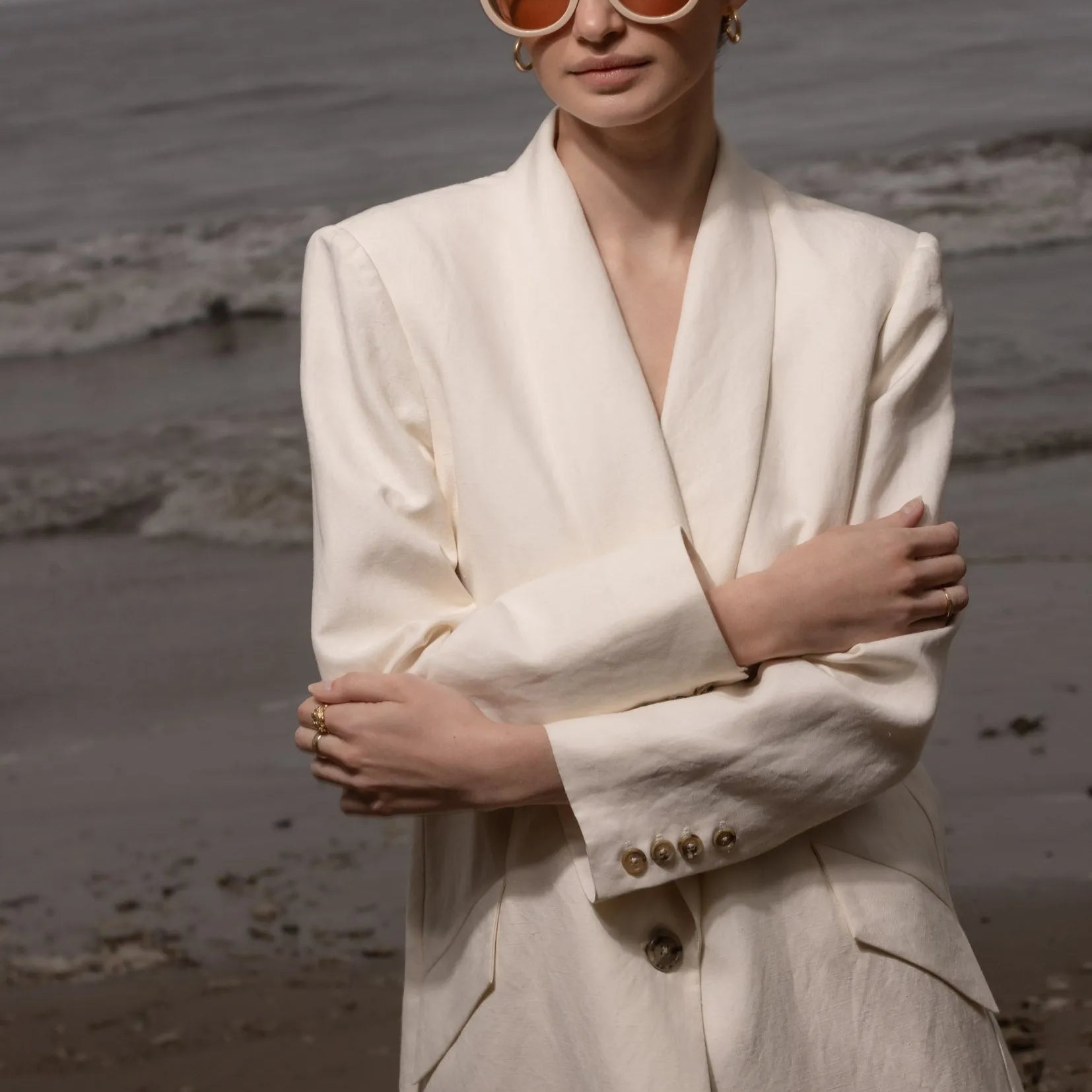 Zelda Blazer - Ivory Silk & Hemp - Heidi Merrick