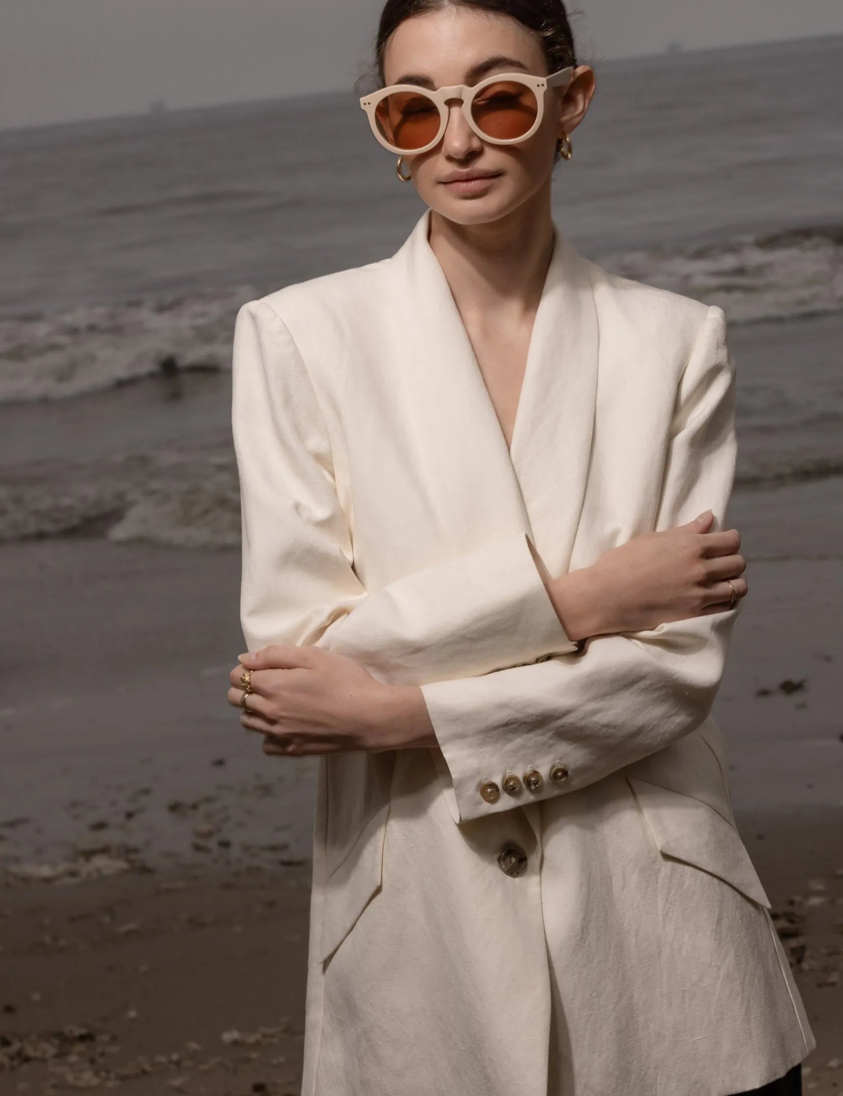Zelda Blazer - Ivory Silk & Hemp - Heidi Merrick