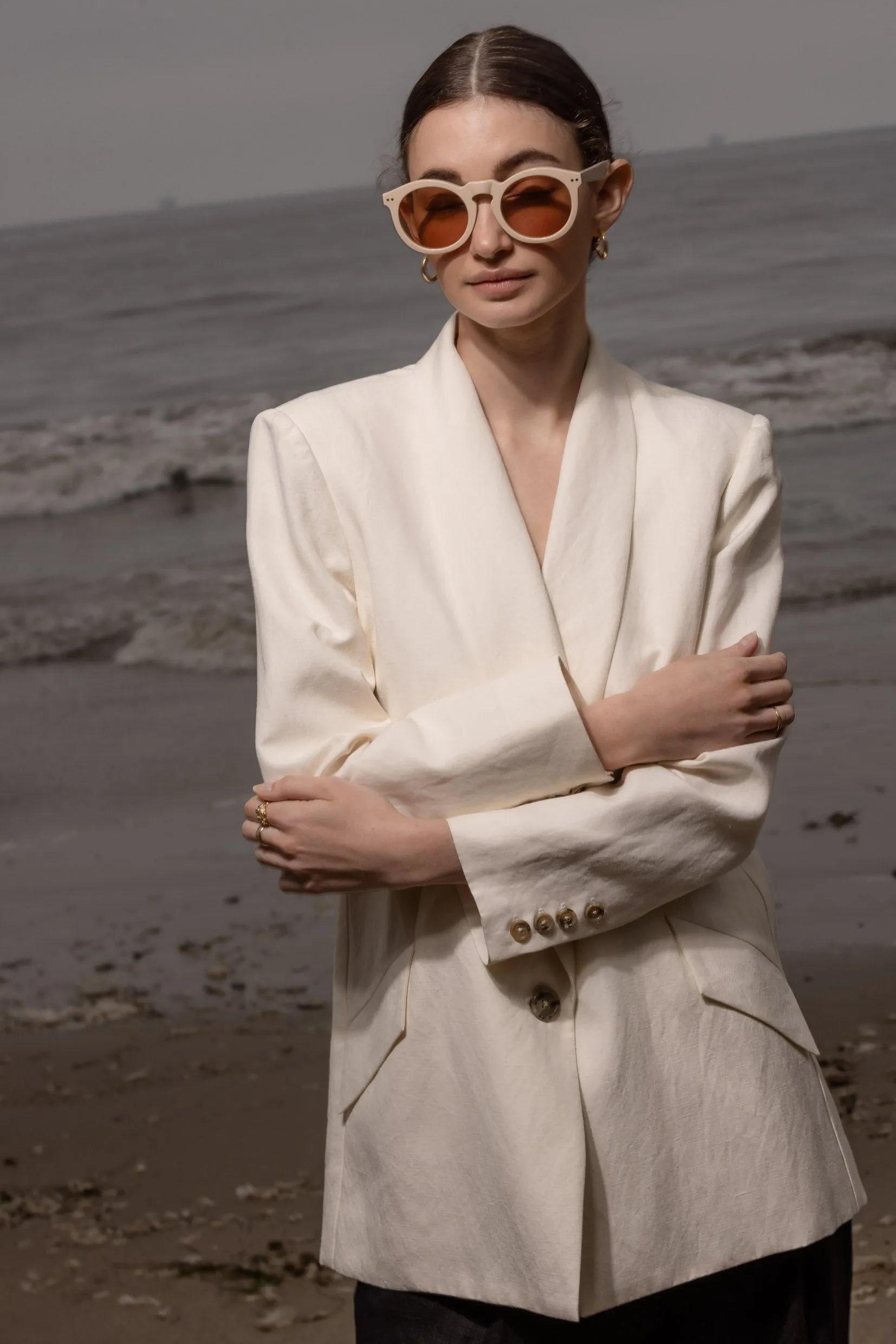 Zelda Blazer - Ivory Silk & Hemp - Heidi Merrick