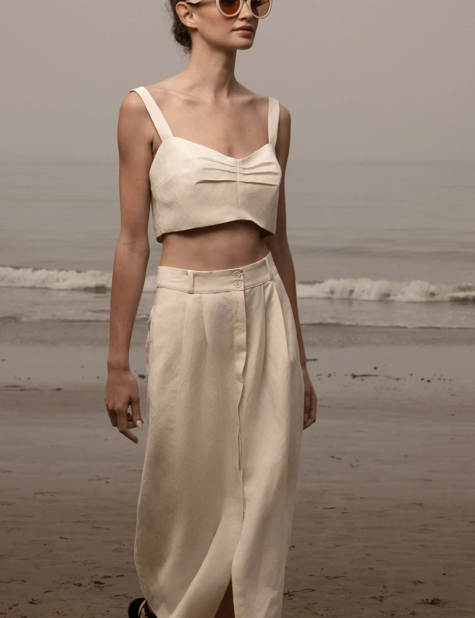 Calvi Top - Ivory Silk & Hemp - Heidi Merrick