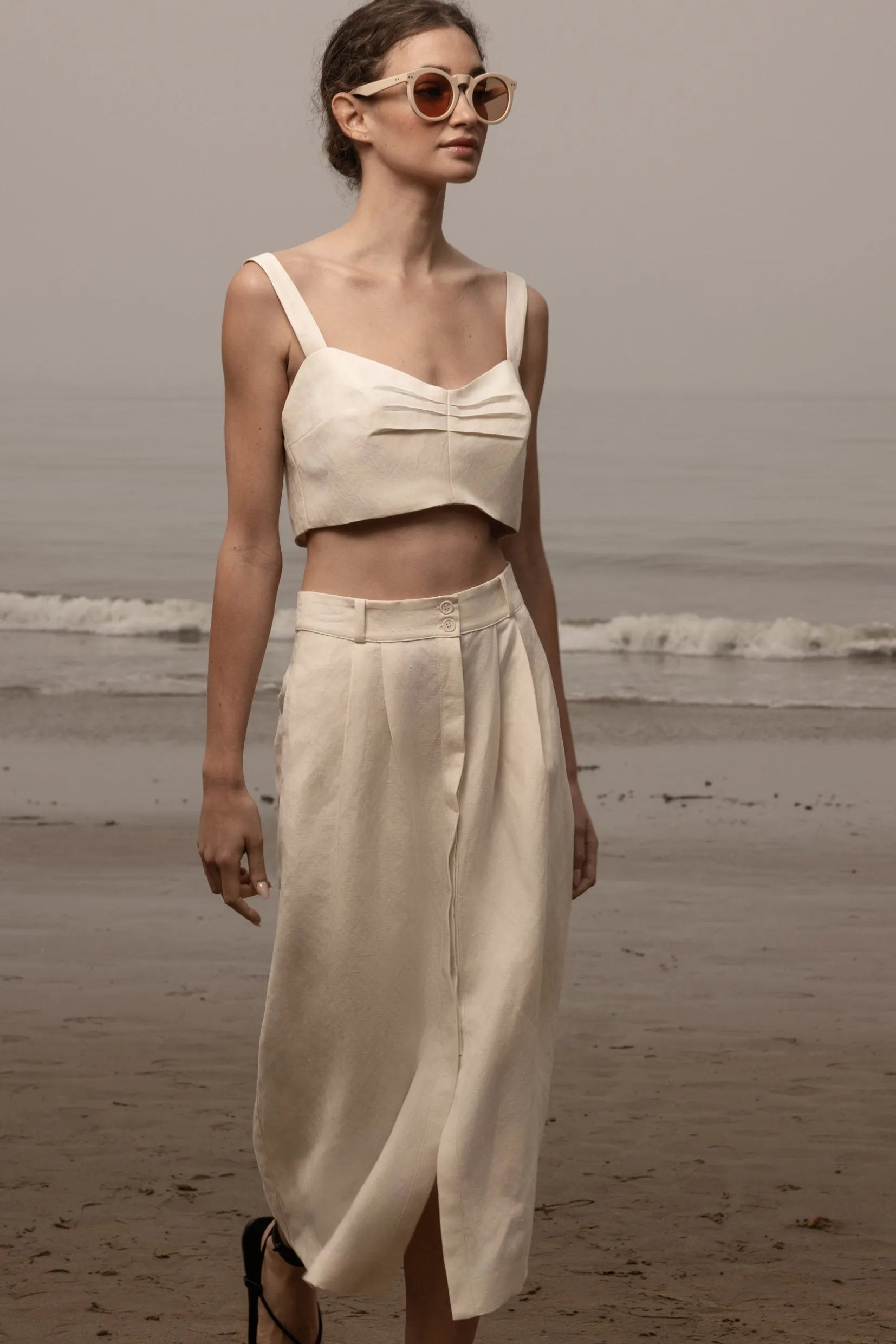 Calvi Top - Ivory Silk & Hemp - Heidi Merrick