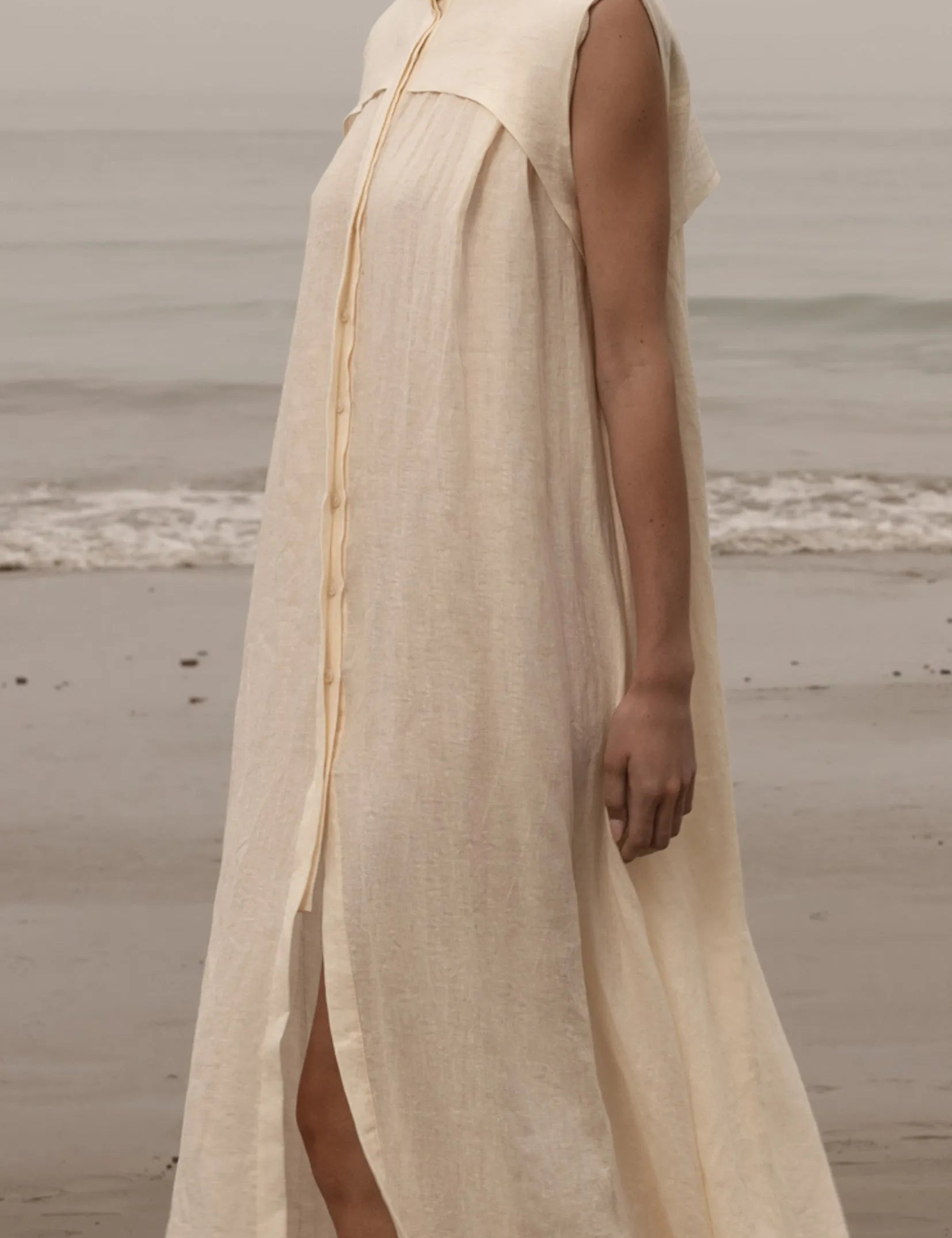 Sespe Dress - Ivory Tissue Linen - Heidi Merrick