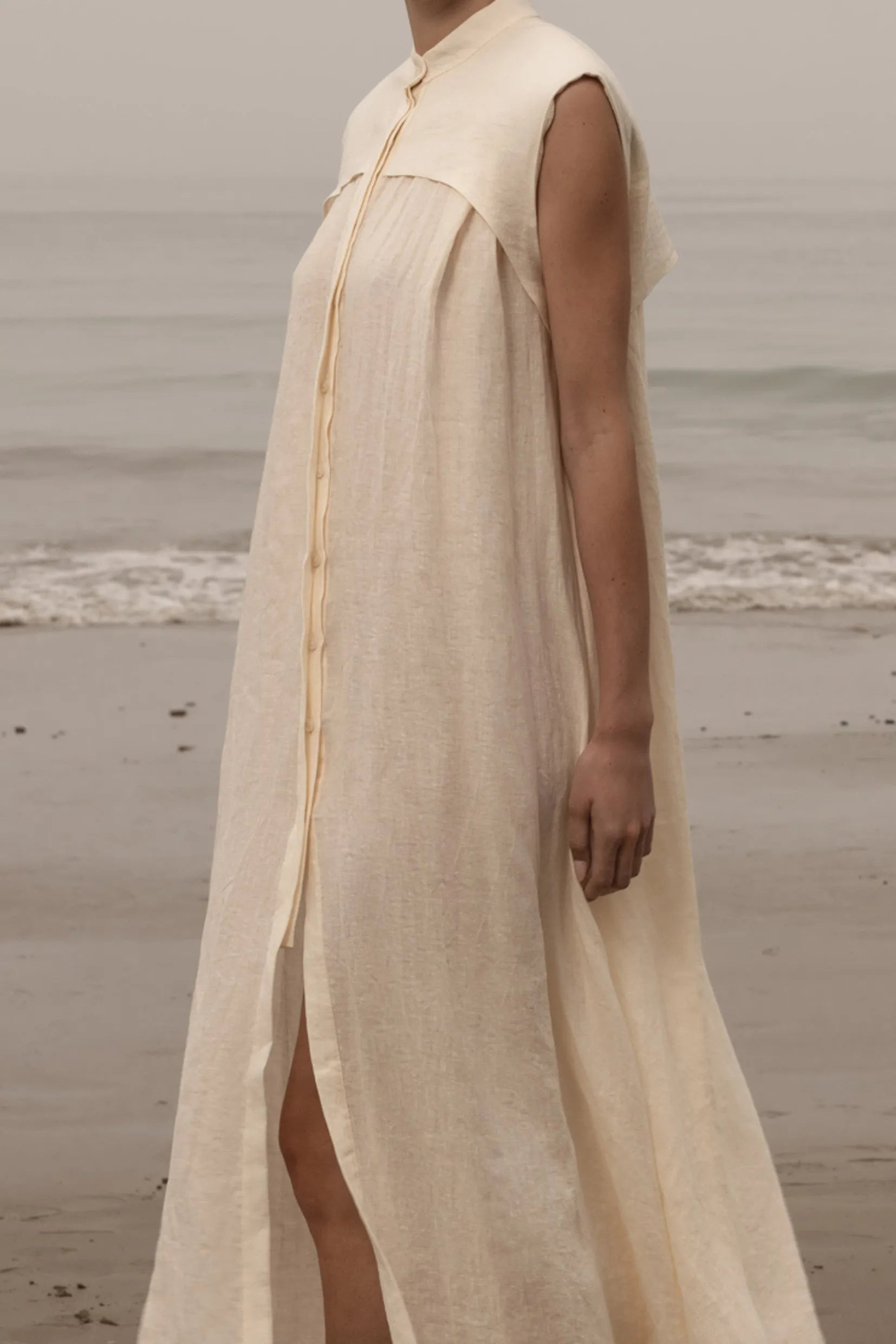 Sespe Dress - Ivory Tissue Linen - Heidi Merrick