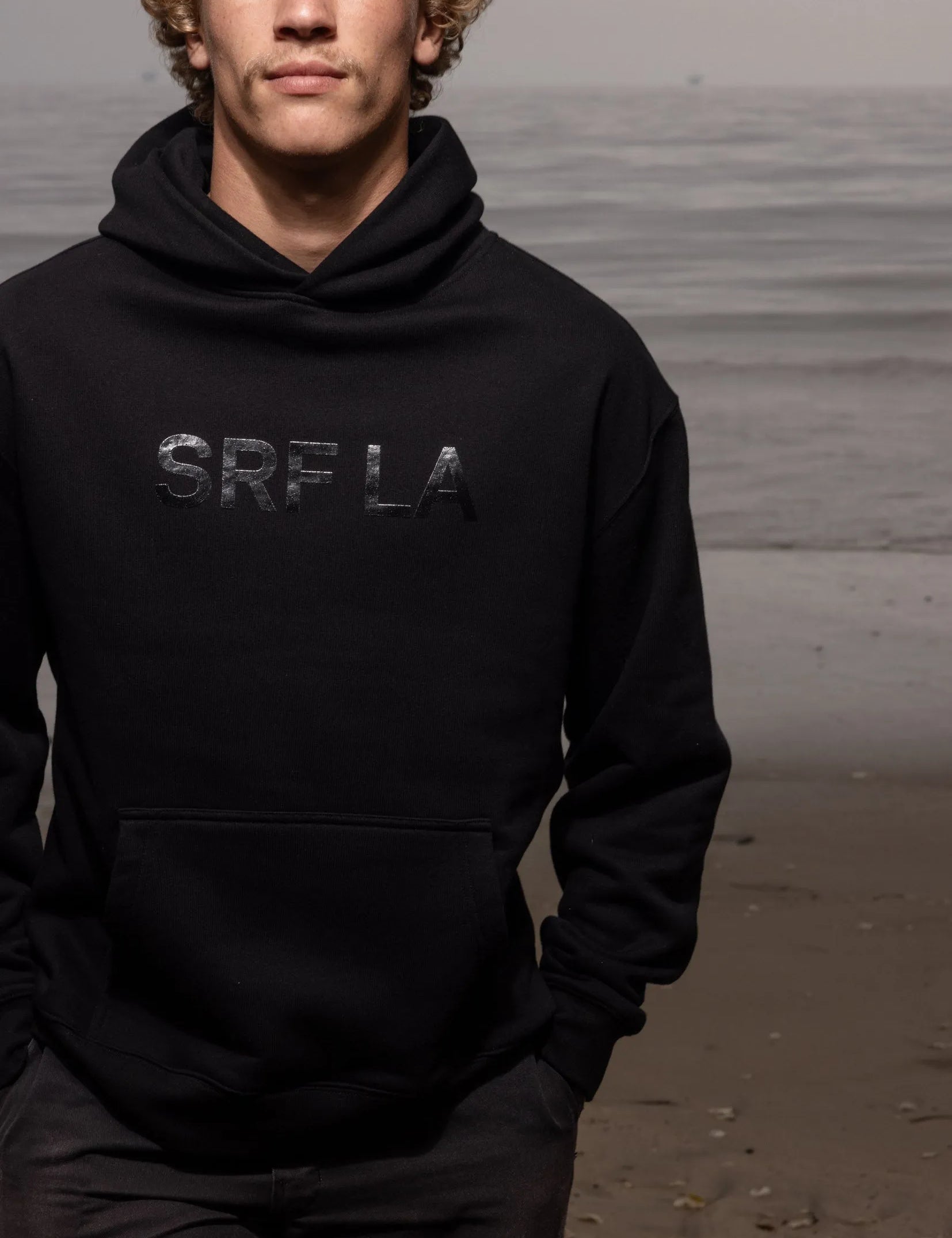 SRF LA Unisex Hoodie - Black on Black - Heidi Merrick