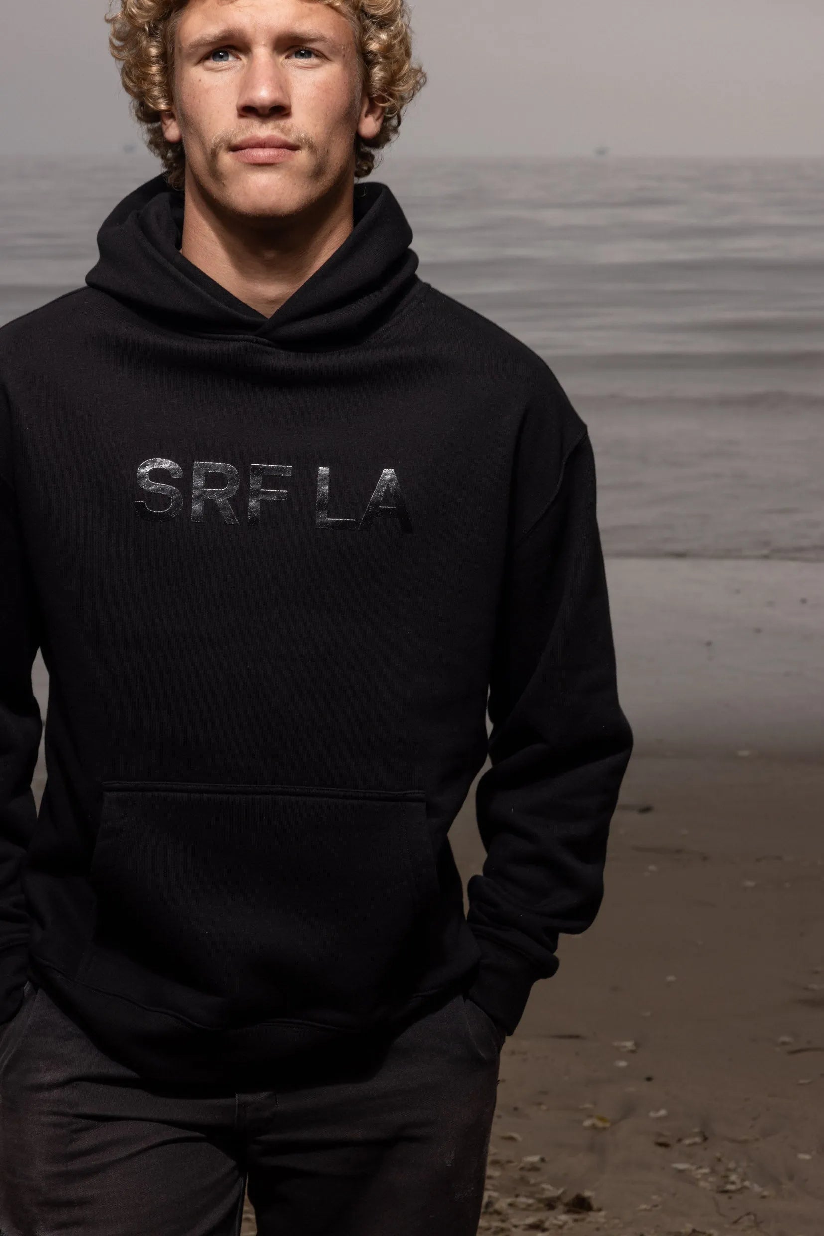 SRF LA Unisex Hoodie - Black on Black - Heidi Merrick