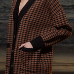 Fanny Cardigan - Chocolate Houndstooth - Heidi Merrick