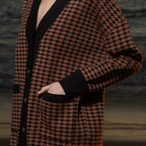 Fanny Cardigan - Chocolate Houndstooth - Heidi Merrick