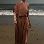 Marbella Skirt - Sable Tissue Linen - Heidi Merrick