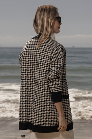 Fanny Cardigan - Ivory Houndstooth