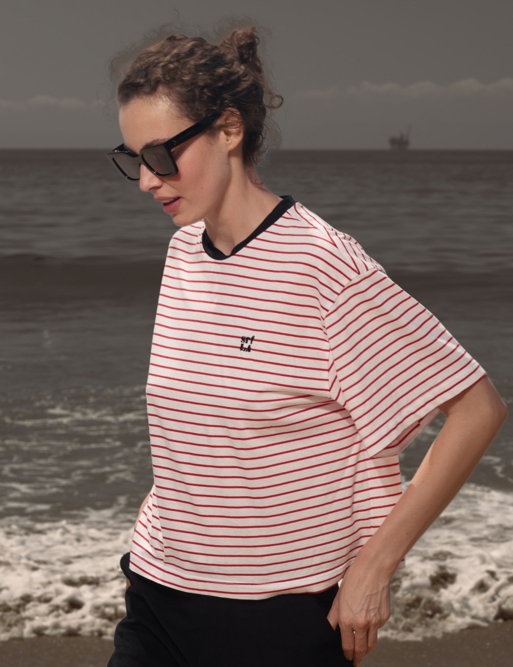 SRF LA Sailor Tee - White & Red Stripes