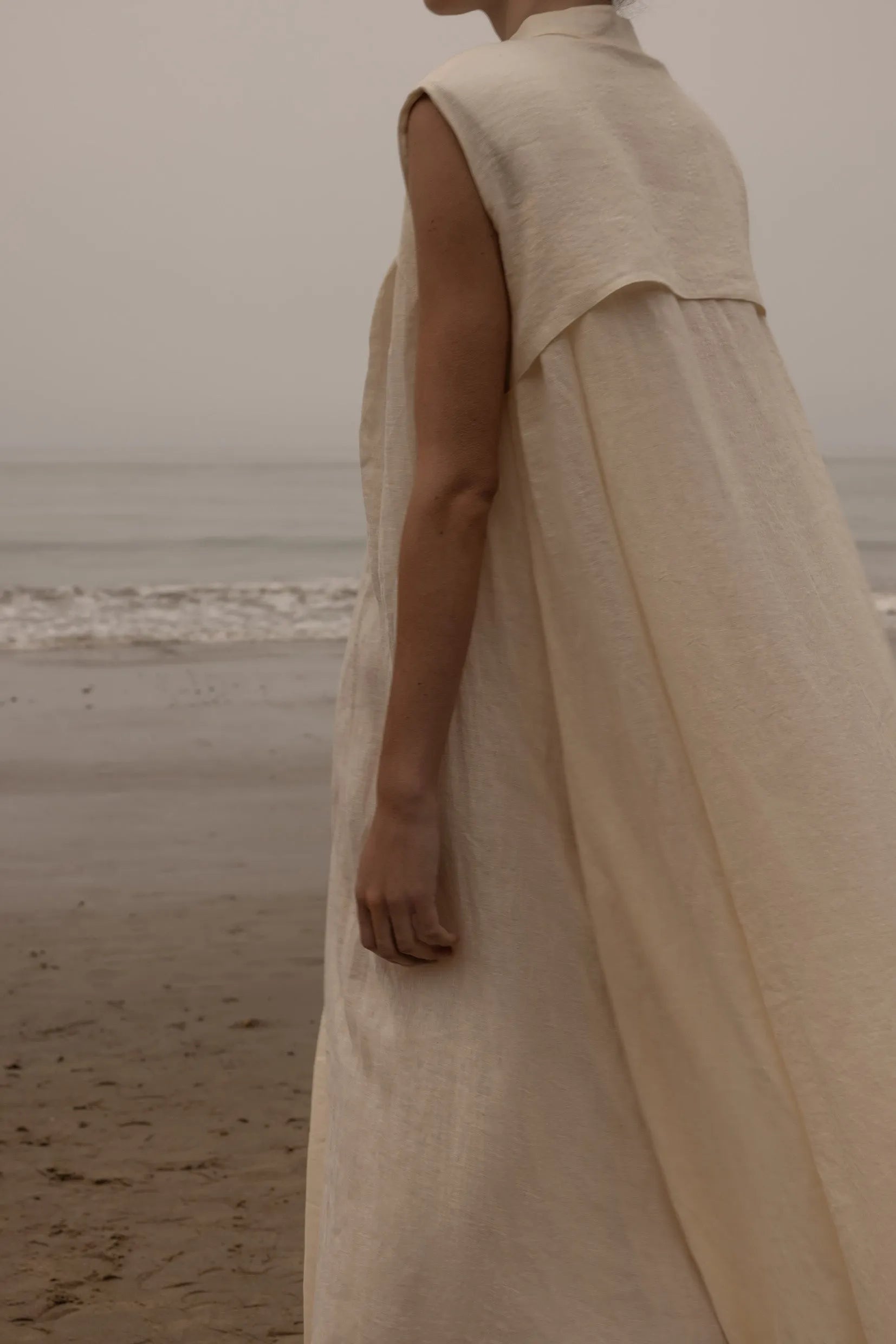 Sespe Dress - Ivory Tissue Linen - Heidi Merrick