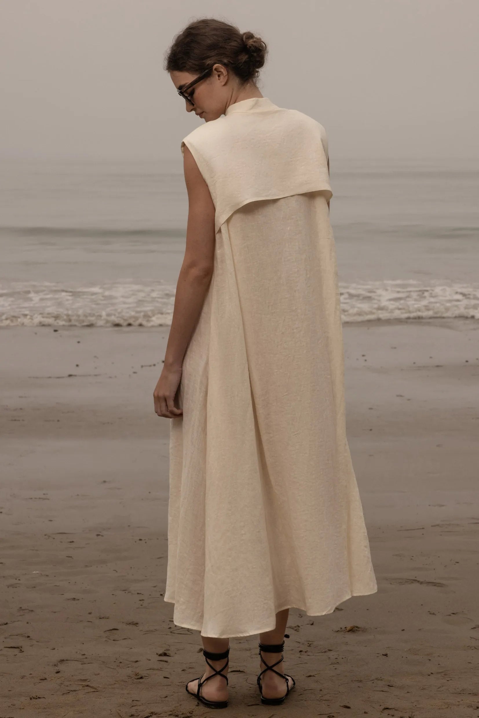Sespe Dress - Ivory Tissue Linen - Heidi Merrick