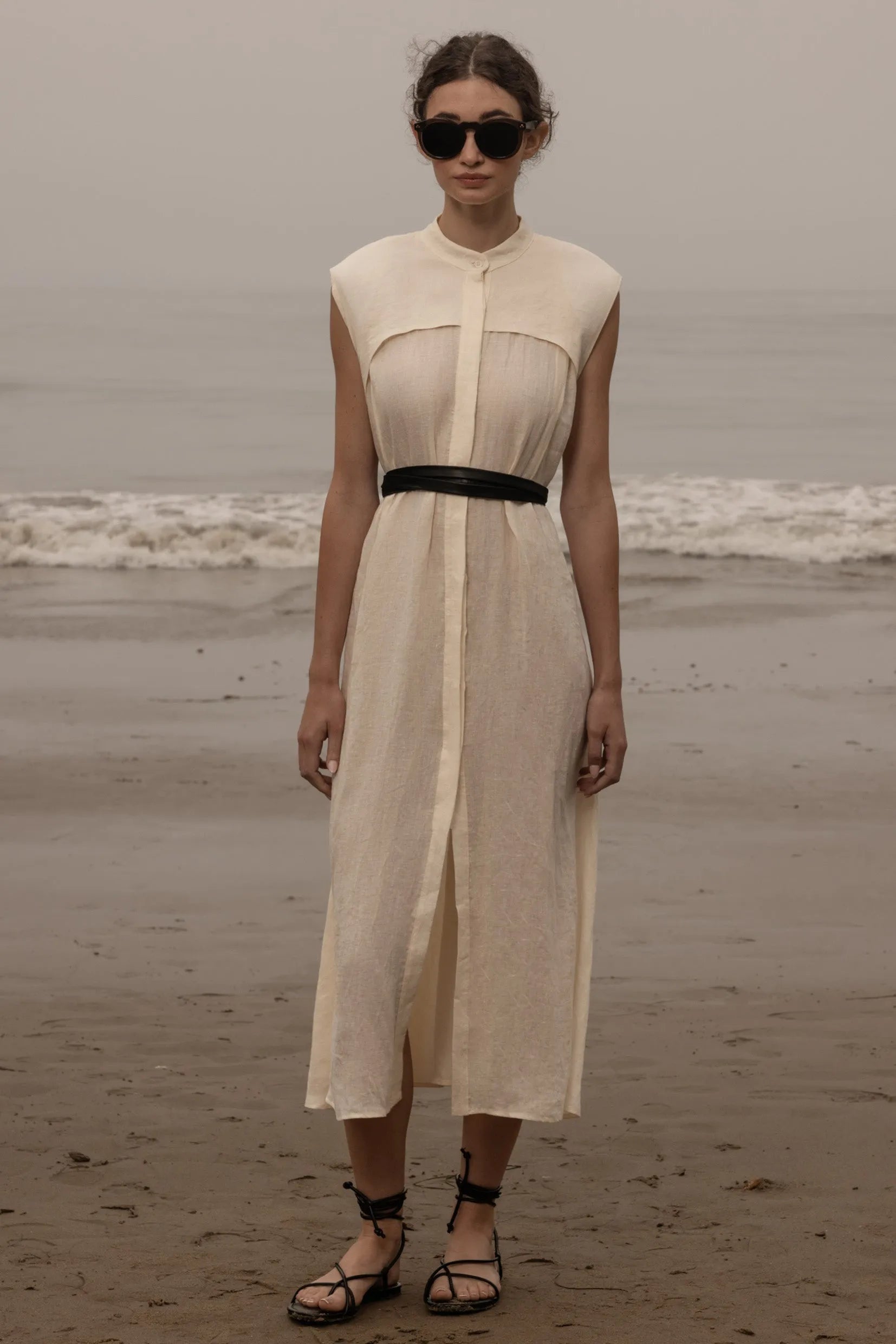 Sespe Dress - Ivory Tissue Linen - Heidi Merrick