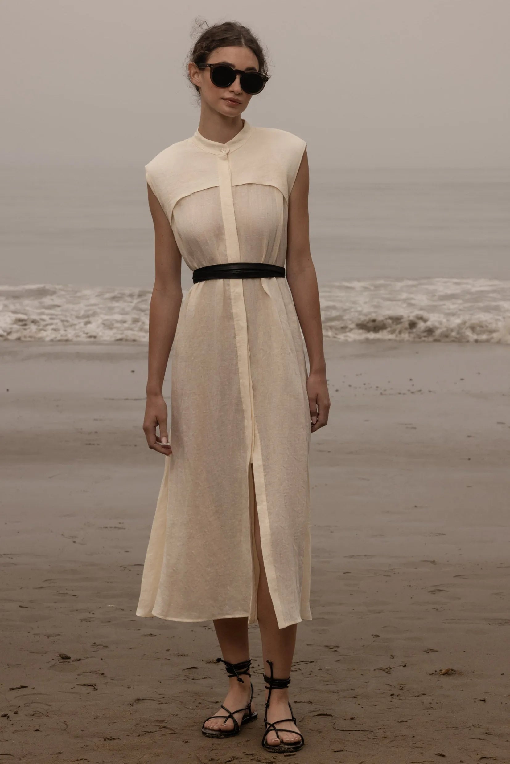 Sespe Dress - Ivory Tissue Linen - Heidi Merrick