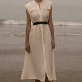 Sespe Dress - Ivory Tissue Linen - Heidi Merrick
