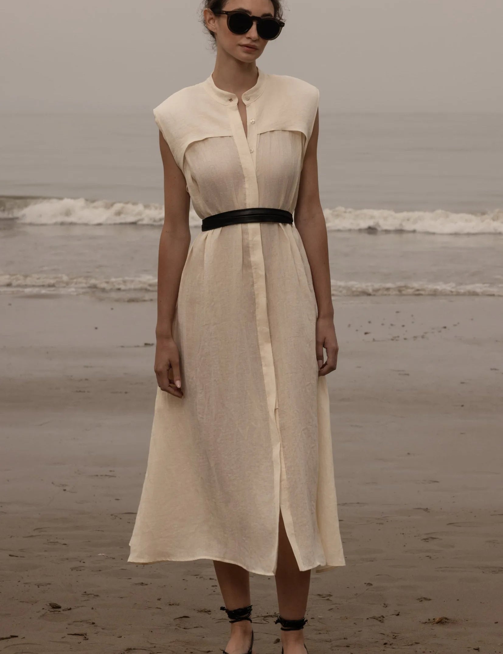 Sespe Dress - Ivory Tissue Linen - Heidi Merrick