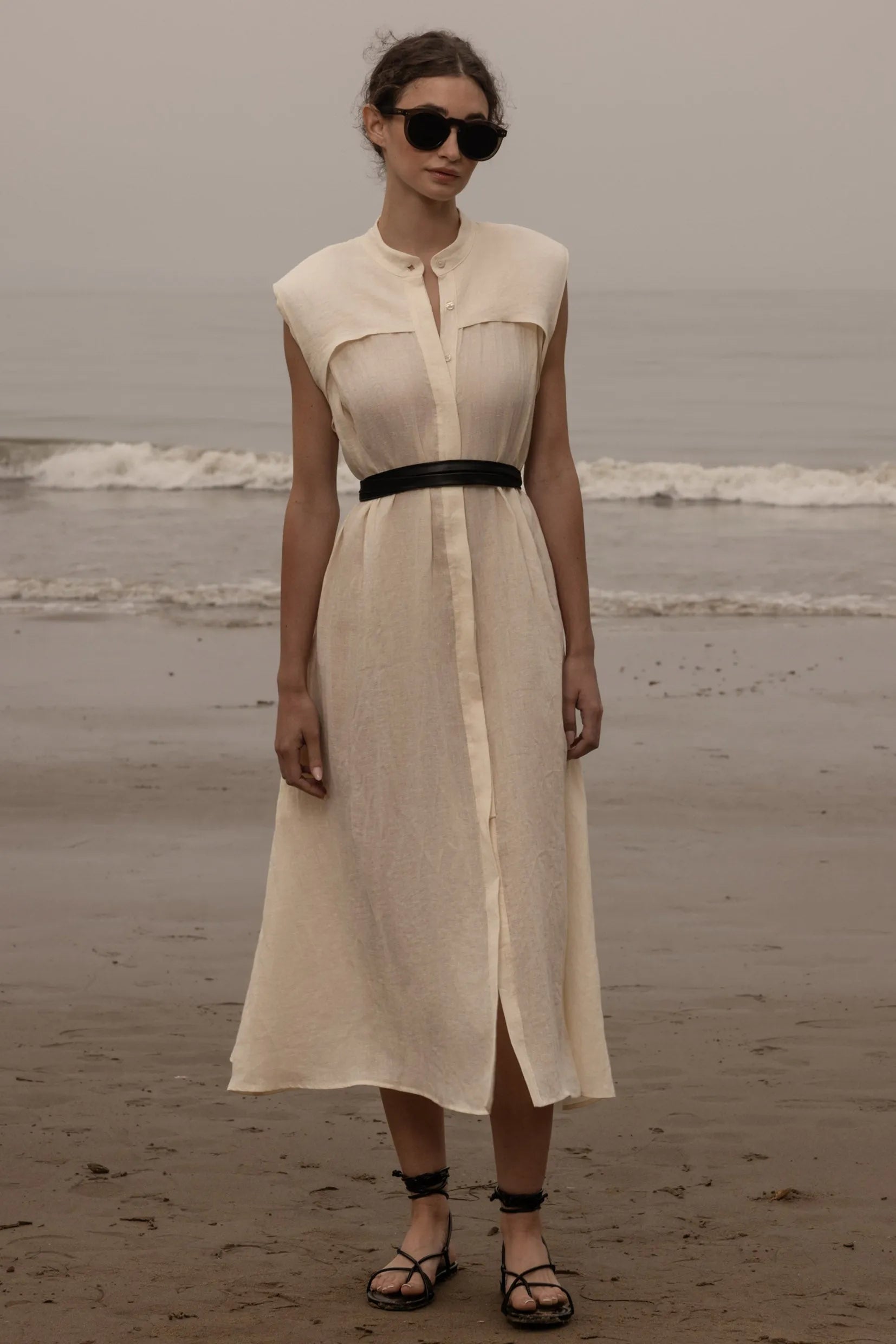 Sespe Dress - Ivory Tissue Linen - Heidi Merrick