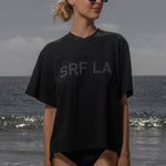 SRF LA Mustache Tee - Black on Black - Heidi Merrick
