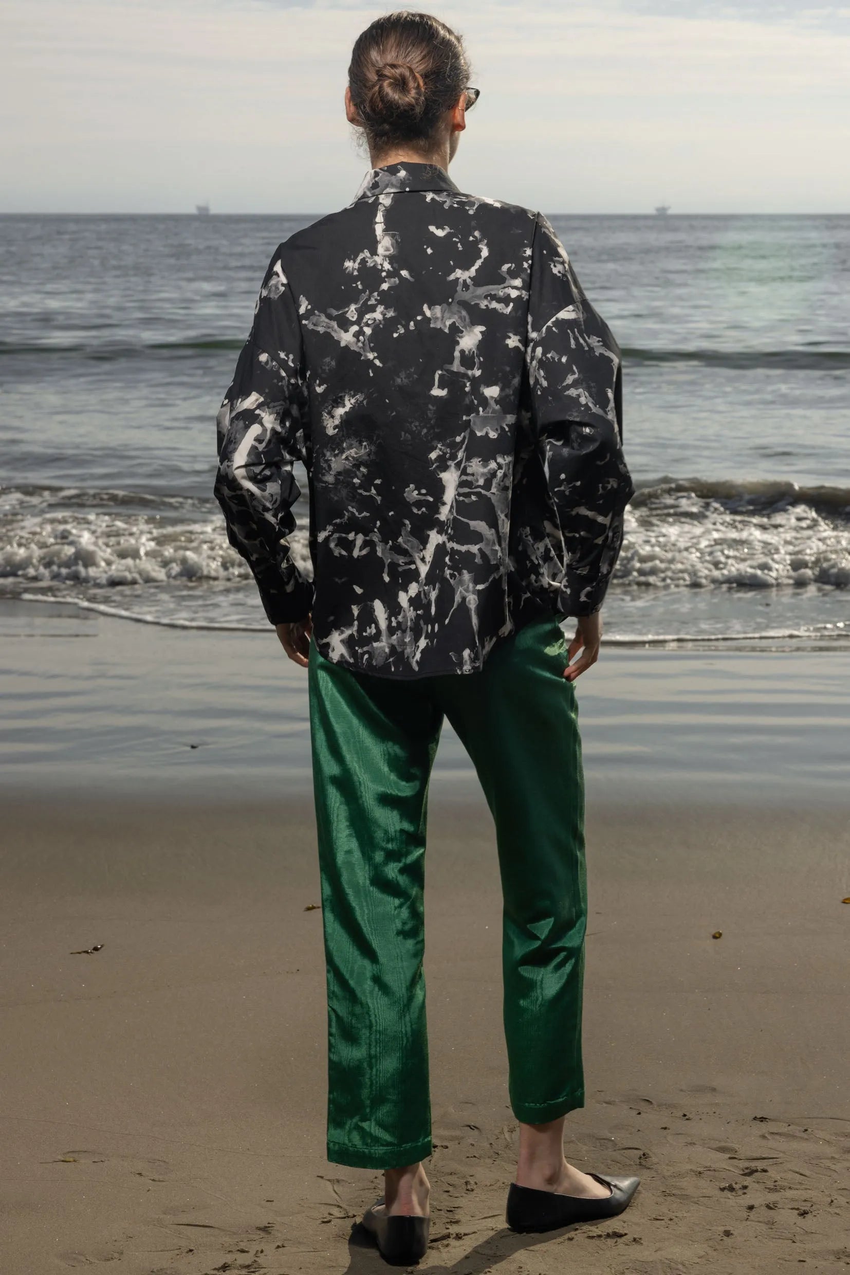 Bruno Pant - Green Moire - Heidi Merrick