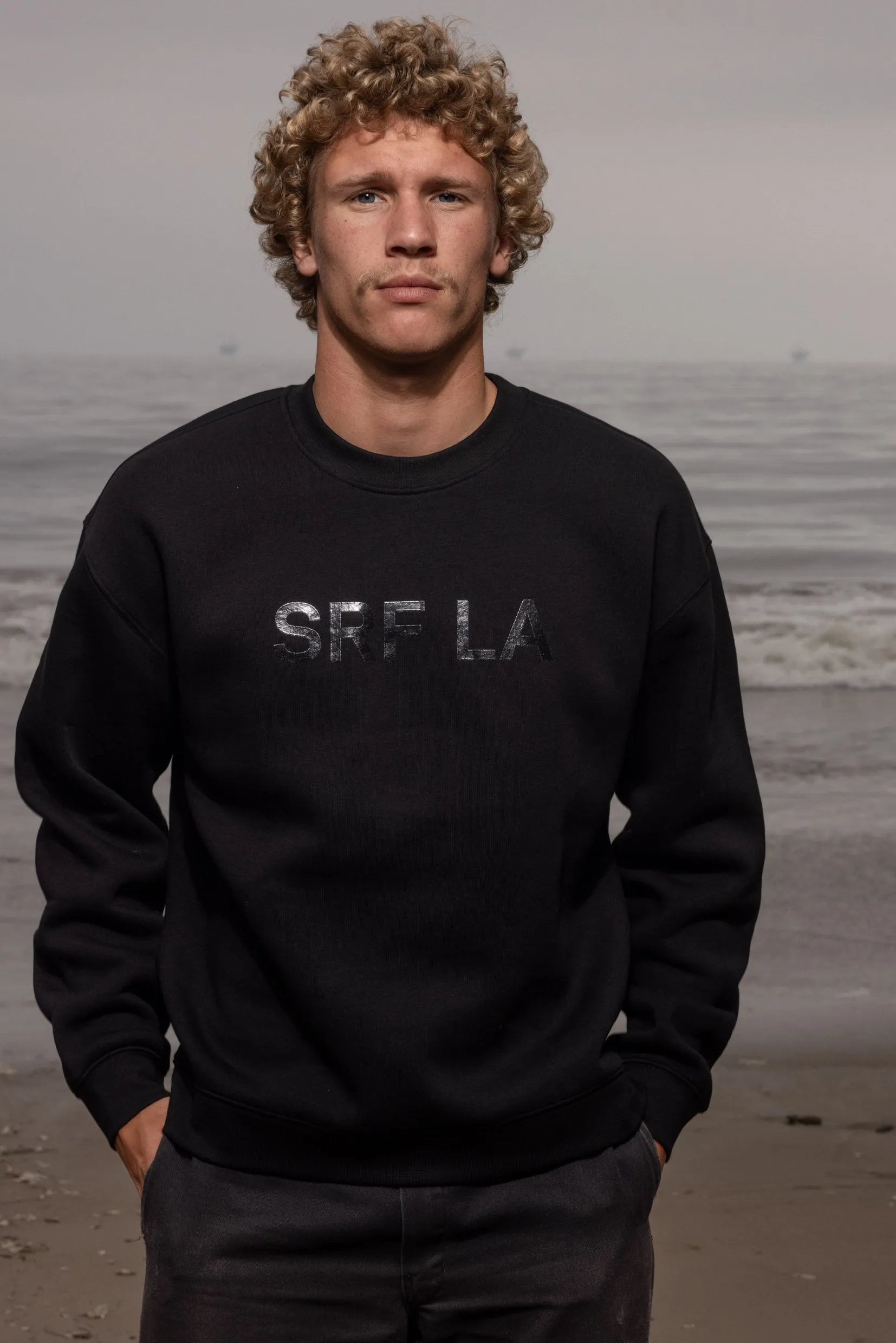 SRF LA Unisex Crewneck - Black on Black - Heidi Merrick