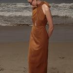 Aurora Dress - Golden Brown Silk Noil - Heidi Merrick