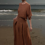 Marbella Skirt - Sable Tissue Linen - Heidi Merrick