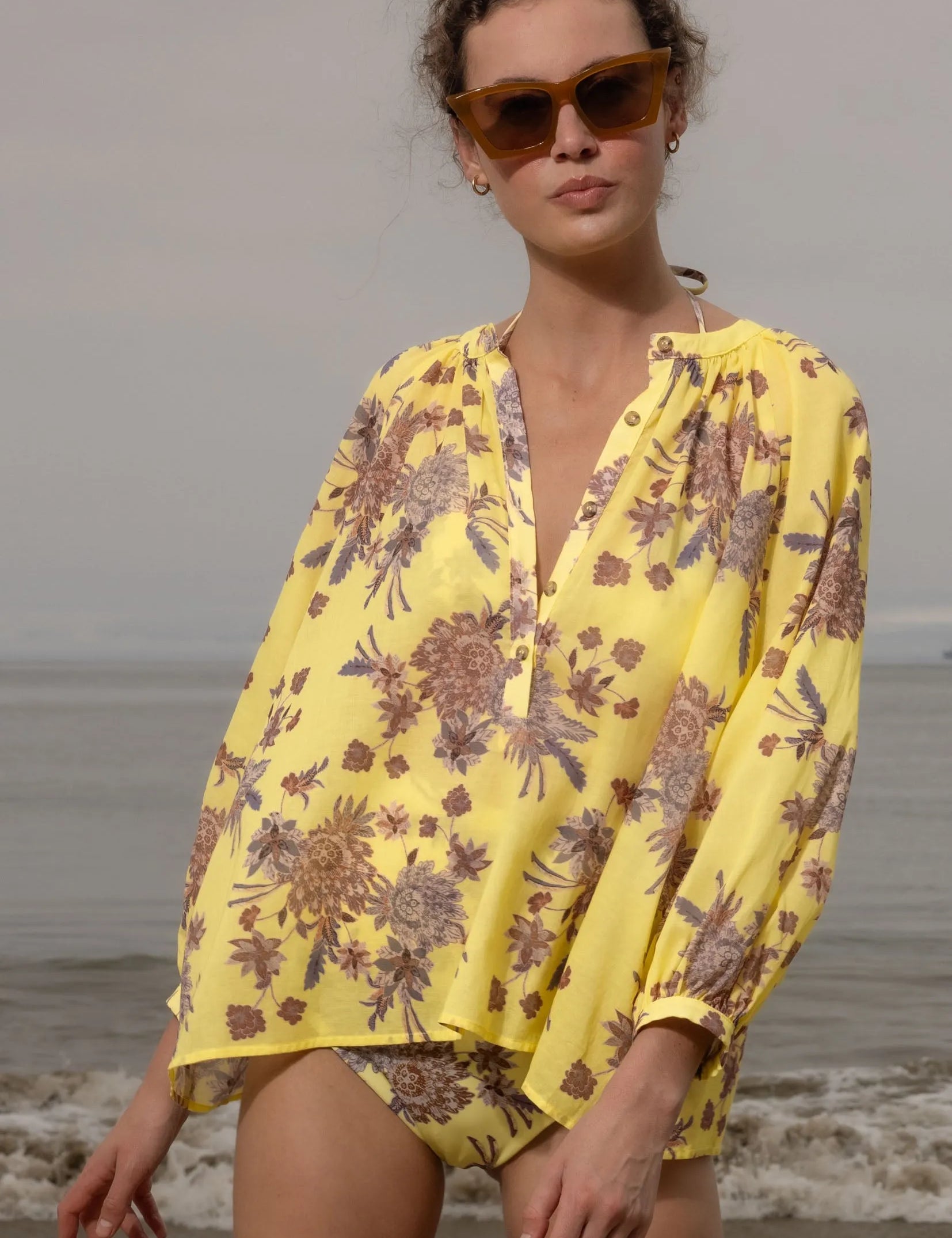 Pia Blouse - Yellow Batik - Heidi Merrick