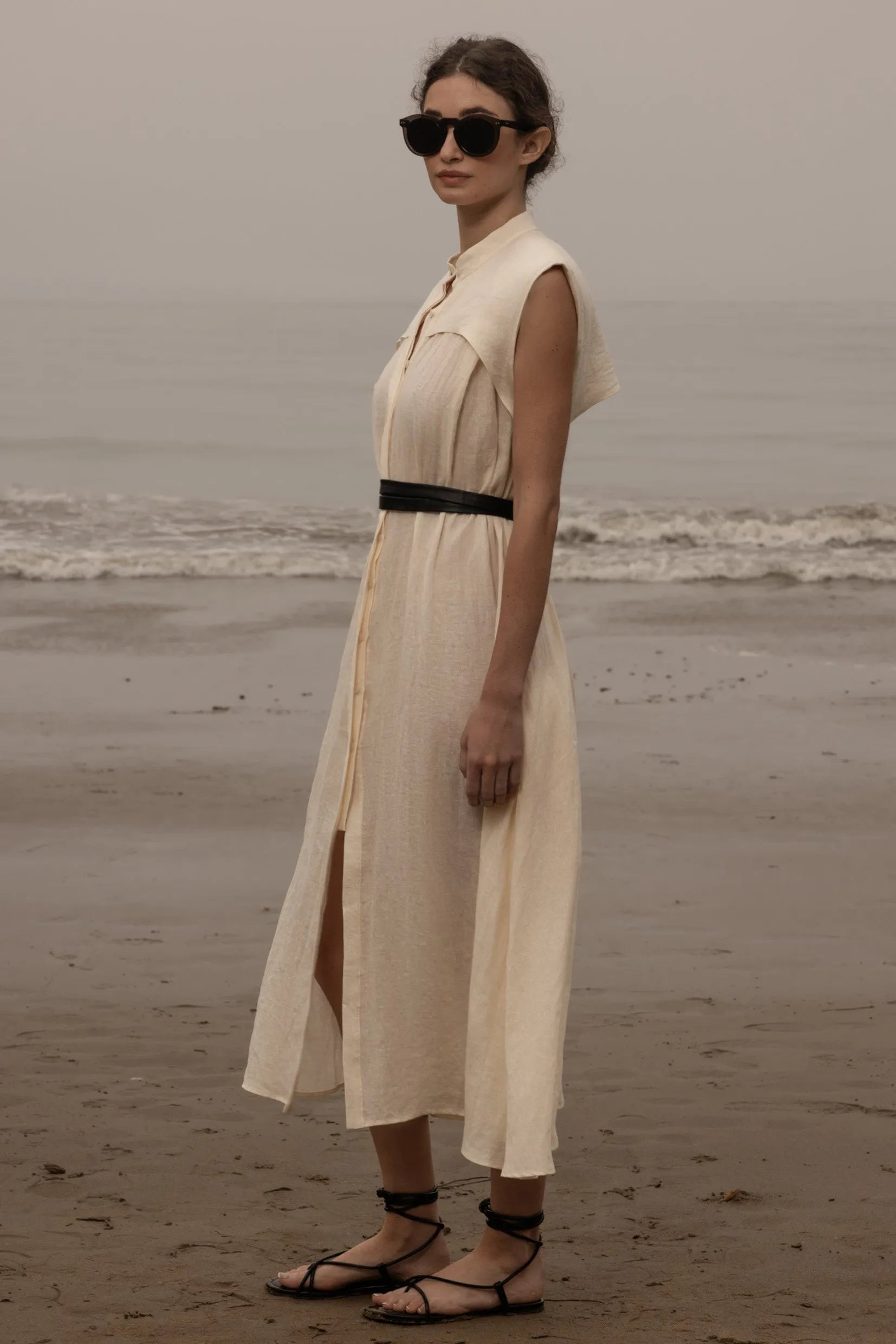 Sespe Dress - Ivory Tissue Linen - Heidi Merrick