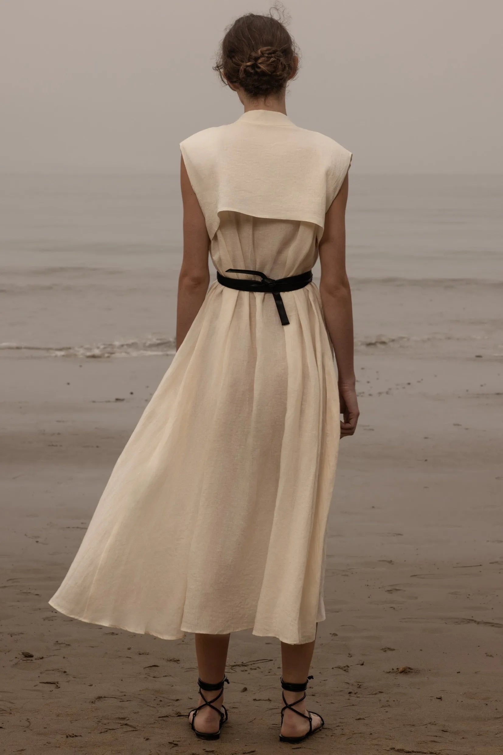Sespe Dress - Ivory Tissue Linen - Heidi Merrick