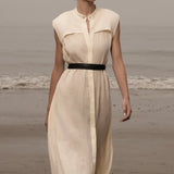 Sespe Dress - Ivory Tissue Linen - Heidi Merrick