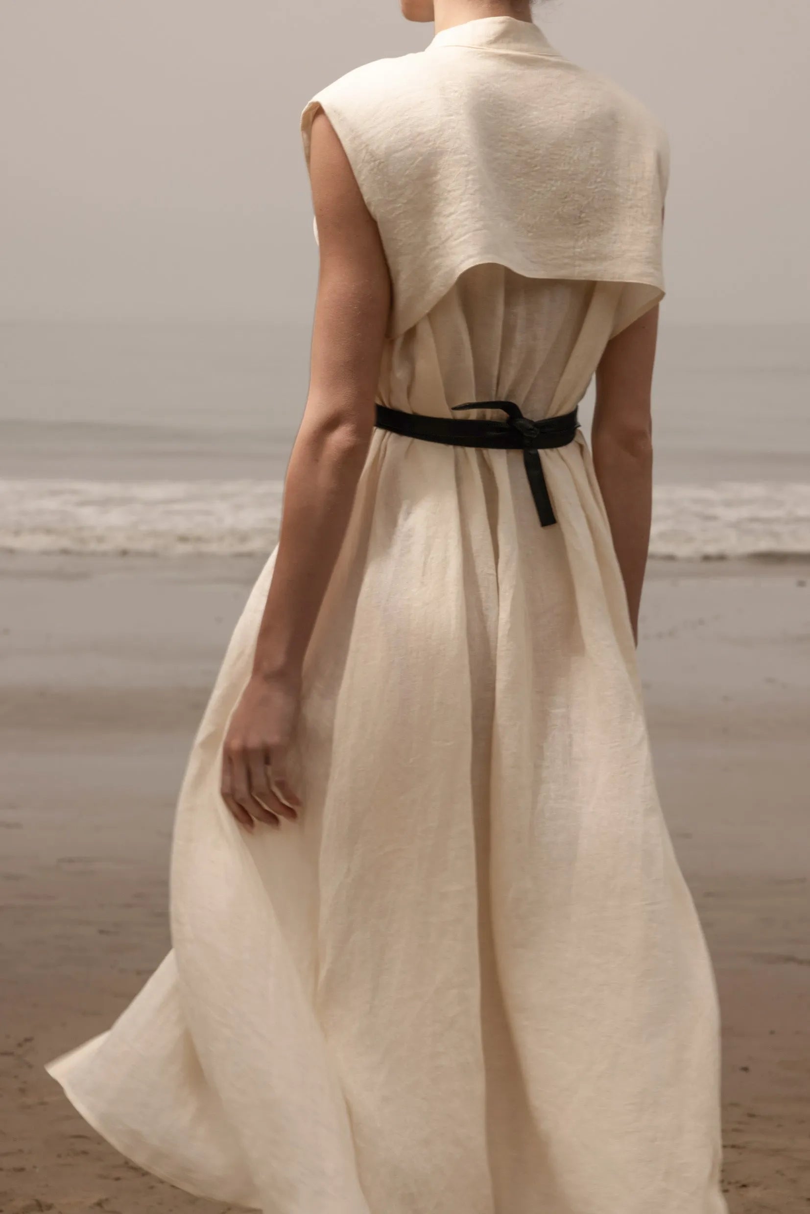 Sespe Dress - Ivory Tissue Linen - Heidi Merrick