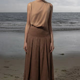 Marbella Skirt - Clay Tissue Linen - Heidi Merrick
