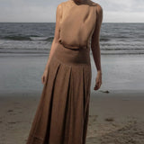 Marbella Skirt - Clay Tissue Linen - Heidi Merrick