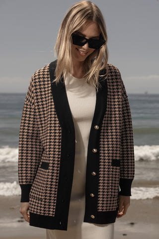 Fanny Cardigan - Chocolate Houndstooth