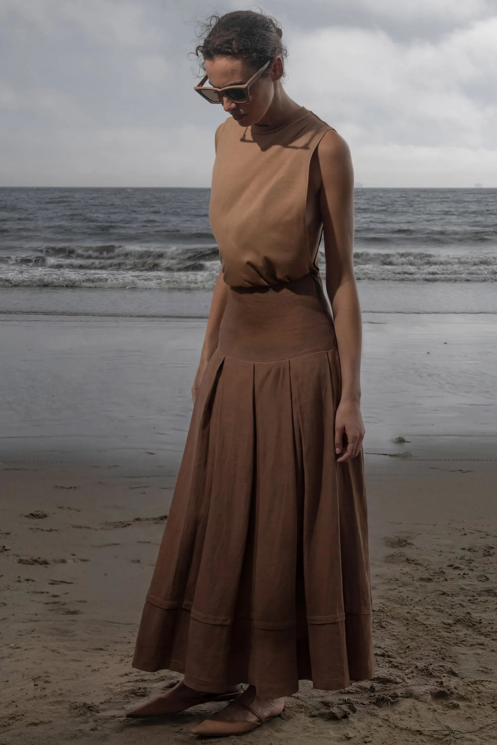 Marbella Skirt - Clay Tissue Linen - Heidi Merrick