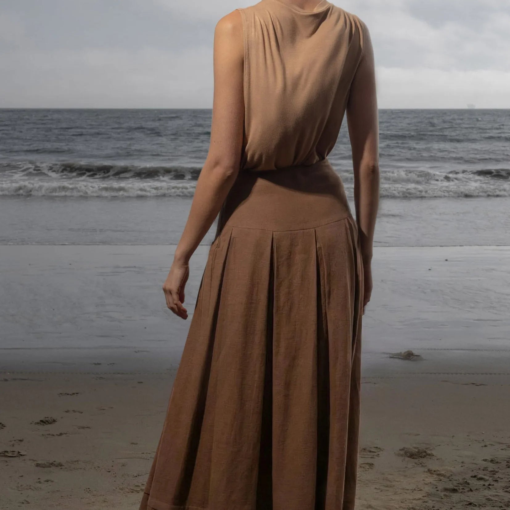 Marbella Skirt - Clay Tissue Linen - Heidi Merrick